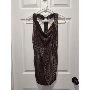 Ricki's Sz Medium Snakeskin print V-Neck Sleeveless Top W/‎ Rucheing At Waist